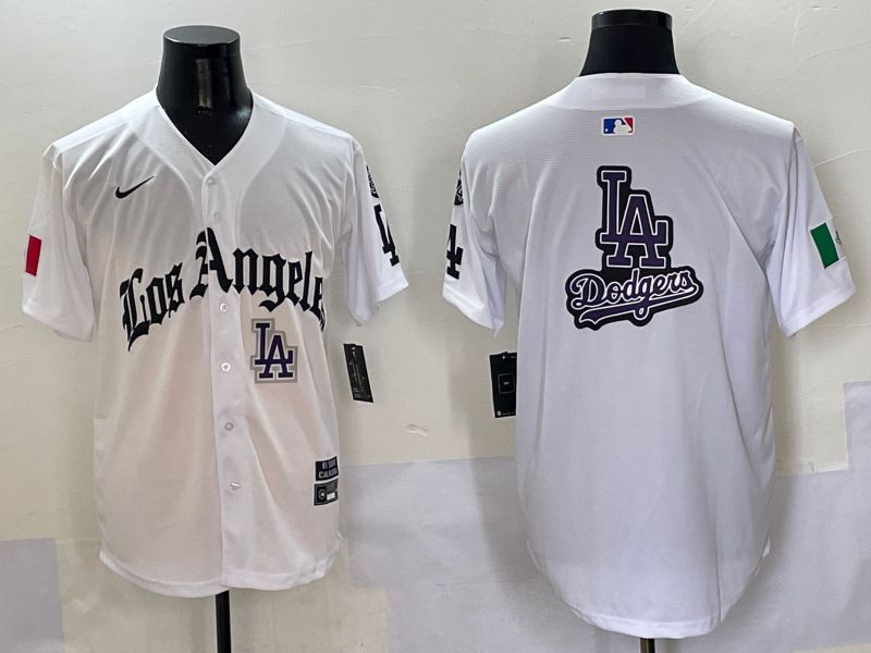 Men Los Angeles Dodgers Blank White Five generations Joint Name 2025 Nike MLB Jersey style 28->los angeles dodgers->MLB Jersey